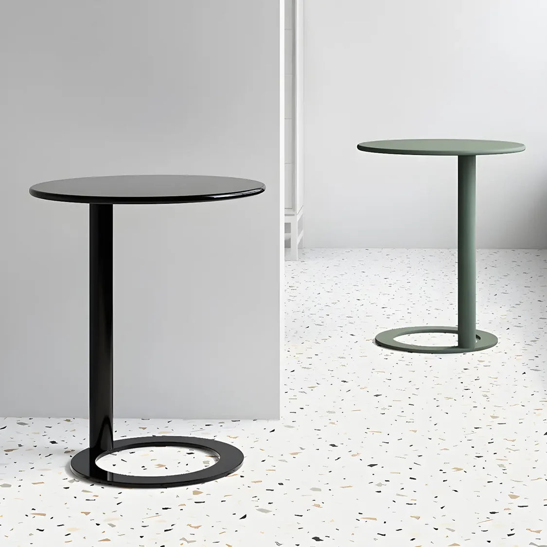 Round Metal Pedestal Accent C-Shaped Side Table