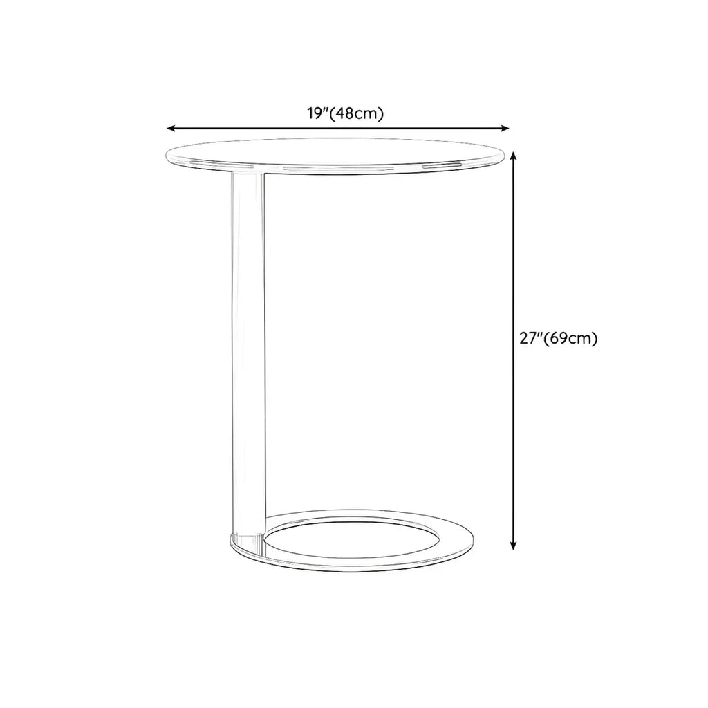 Round Metal Pedestal Accent C-Shaped Side Table