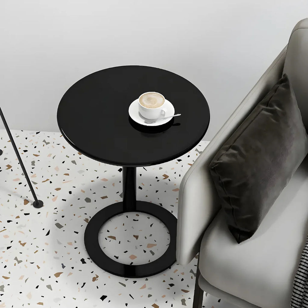 Round Metal Pedestal Accent C-Shaped Side Table