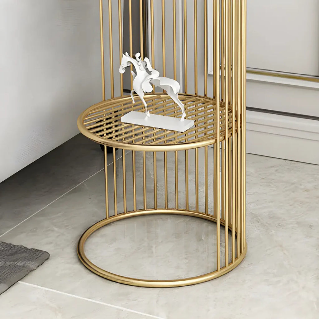 Storage Round Metal Frame Gold 2 Tiers Side Tables