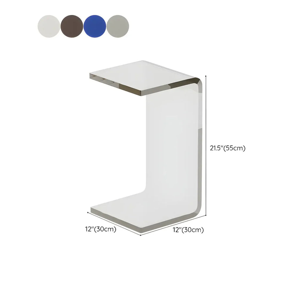 White Versatile Acrylic C-Shaped Square Side Table